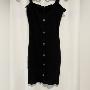 Mind code ribbed black dress